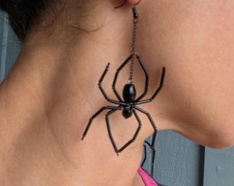 Black Widow Spider Earrings: Creepy Goth Insect Jewelry
