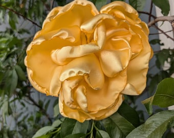 Soft Yellow Flower GIANT Hair Clip - Bellydance- Flamenco Flower - Tango Flower - Day of the Dead- Freeda - Handmade - Performance Flower