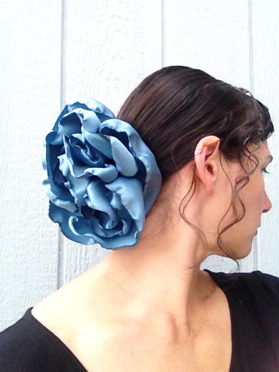 Steel Blue Flower Giant Hair Clip Belly Dance Hair Etsy