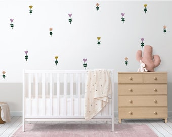 Floral Garden Wall Decals - Wildflower Decal - Nursery or Toddler Room - Baby Girl Flower Wall Design - Decoration - LIV AND BEAR