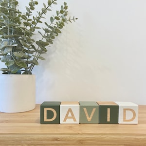 Bloques de madera para bebés personalizados, bloques de nombres de bebés, bloques de bebés, bloques de letras, bloques de alfabeto, regalo de baby shower, decoración de guardería - Liv y Bear