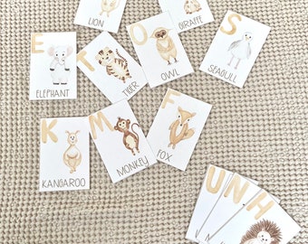 Printable Animal Alphabet Cards - Toddler Education - Animal Letters - Digital file - A to Z - Montessori Waldorf Homeschool - Liv and Bear