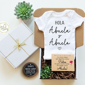 Bisabuelas Bisabuelos Pregnancy Announcement Gift Box Baby Reveal Onesie® a Spanish Anuncio de Embarazo para Bisabuela Bisabuelo Abuelitos image 3