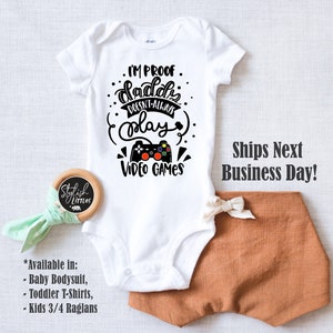 Gamer Baby Onesies®, Play Video Games Baby Onesie®, Gamer Daddy Kids Shirt, Baby Shower Gift, Kids Birthday Gift, Coming Home Newborn Outfit