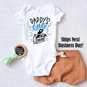 Daddy&#39;s Little Helper Baby Onesie®, Cute Handyman Toolbox Baby Onesie®, First Father&#39;s Day Shirt, New Dad Gift, Baby Shower Birthday Gift
