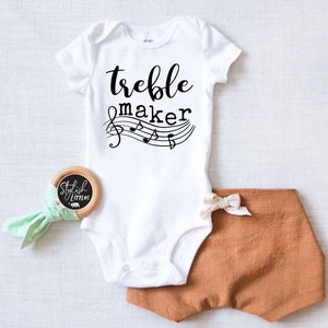 Treble Maker Musician Funny Baby Onesie®, Hipster Music Onesie®, Coming Home Outfit, Unisex Baby Kids Shirt, Baby Shower Gift, Birthday Gift image 1