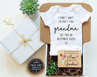 Personalize Pregnancy Announcement Baby Onesie® Gift Box for Grandma Abuela Nana Grandpa Grandparents a Custom Baby Announcement Reveal Gift