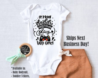 Gamer Baby Onesies®, Play Video Games Baby Onesie®, Gamer Daddy Kids Shirt, Baby Shower Gift, Kids Birthday Gift, Coming Home Newborn Outfit