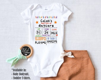 First Day of School Baby Onesies®, Back to School Shirt, Personalized Daycare Newborn Onesie®, Boho Baby Onesie®, Baby Unisex Birthday Gift