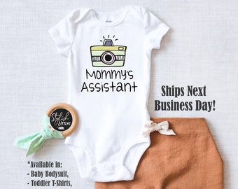 Funny Camera Baby Onesie® - Mommy's Assistant Photographer Newborn Onesie® - Hipster Baby Onesies® - Baby Shower Unisex Gift - Birthday Gift