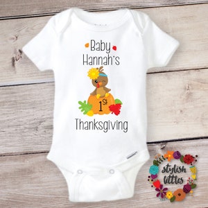 Personalized First Thanksgiving Baby Girl Onesie® a Colorful - Etsy