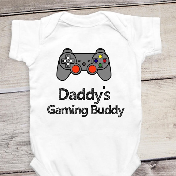 Daddy's Gaming Buddy Baby Reveal to Husband Onesie - Baby Shower Gift - Birthday Gift Bodysuit - Baby Announcement to Dad