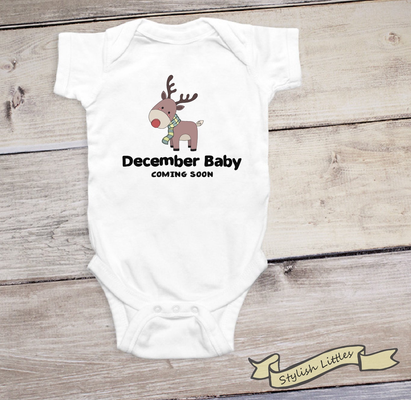 Pregnancy Announcement Onesie® December Baby Reveal Baby