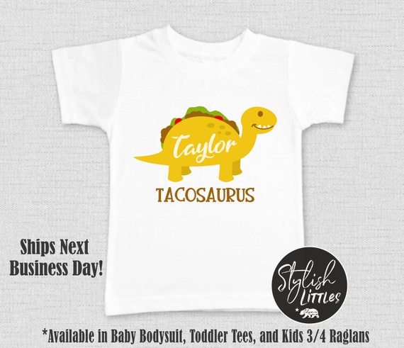 Personalized Name Dinosaur Funny Baby Onesies® Taco Saurus 