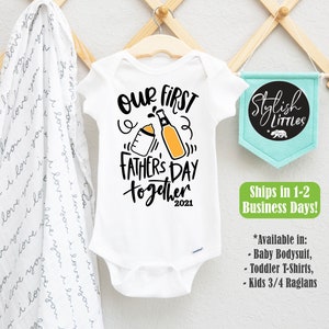 First Father&#39;s Day Funny Baby Onesie®, Milk and Beer Bottle Baby Onesie, 1st Father&#39;s Day Kids Shirt, Hipster Baby Onesie®, Gift for New Dad