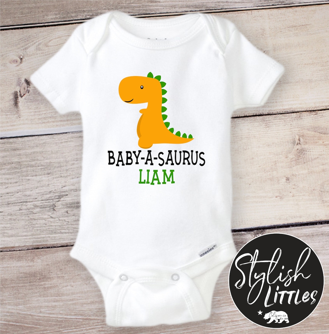 Personalized Dinosaur Funny Baby Onesie®, Custom Name Dinosaur