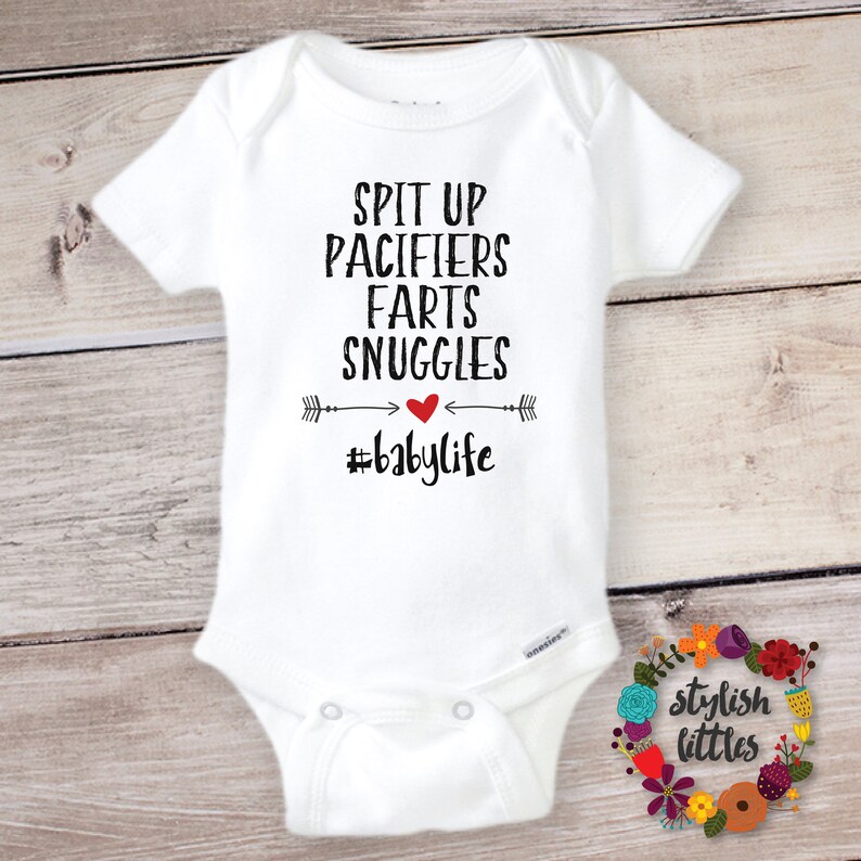 Spitup Pacifier Farts Snuggles Onesie Unisex Baby Onesie Baby Birthday Babylife Onesie \u00ae Funny Cute Onesie Bodysuit Hipster Baby Clothes