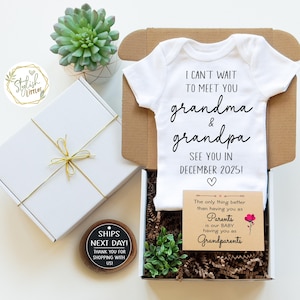 Personalize Pregnancy Announcement Baby Onesie® GiftBox for Grandma Grandpa Grandparents Auntie Uncle a Custom Baby Announcement Reveal Gift