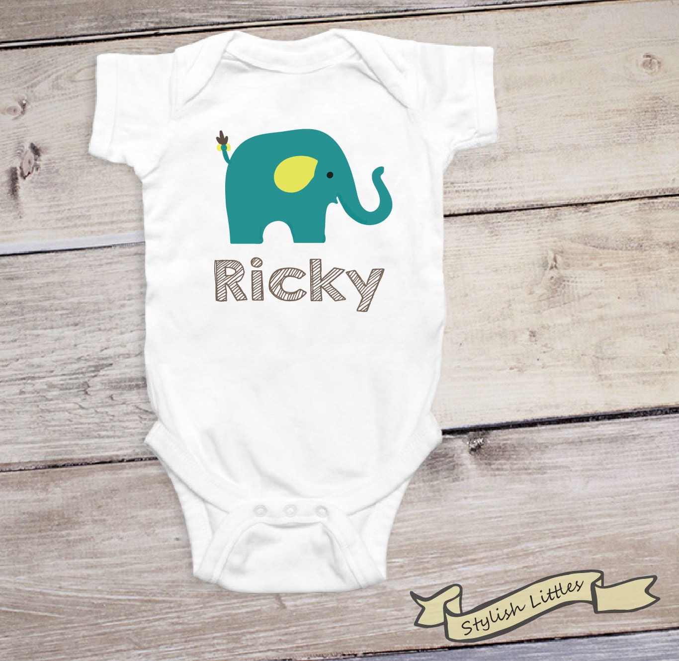 Baby Boy Onesie® Elephant Design Custom Name Baby Boy Shirt Etsy