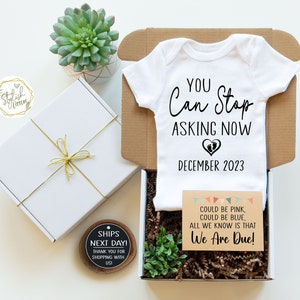 Personalize Funny Pregnancy Baby Announcement Onesie® Gift Box for Grandma Grandpa Grandparents Auntie Uncle a Baby Announcement Reveal Gift