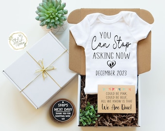 Personalize Funny Pregnancy Baby Announcement Onesie® Gift Box for Grandma Grandpa Grandparents Auntie Uncle a Baby Announcement Reveal Gift