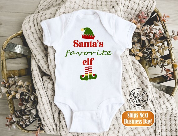 Santa s Favorite Elf Baby Boy Girl Christmas Onesie Bodysuit Funny Cute Santa Christmas Baby Onesie Kids Shirt Little Elf Baby Onesie Etsy
