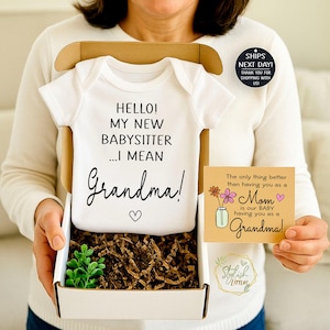 Pregnancy Announcement Onesie Gift Box Personalized New Baby Reveal for Grandma & Grandpa, Baby Announcement Keepsake Gift for Grandparents