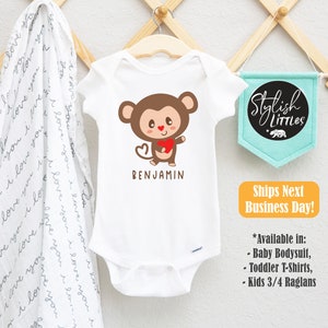 Little Monkey Personalized Baby Onesies®, Cute Jungle Animal Kids Shirt, Baby Girl Boy Unisex Shirt, Baby Shower Gift,  Kids Birthday Gift