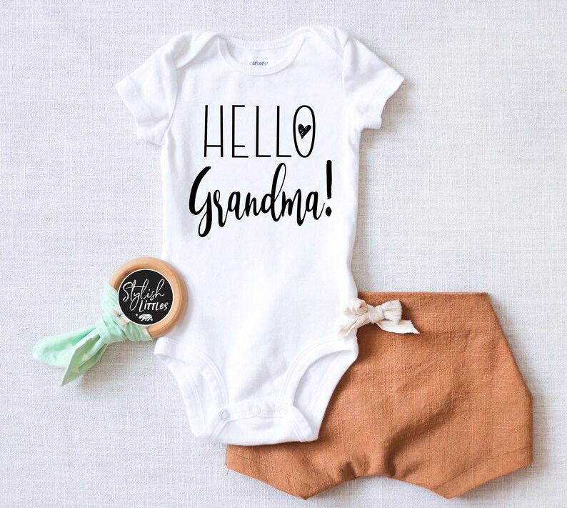 Hello Grandma NEWBORN Onesie® Pregnancy Announcement Hipster Etsy