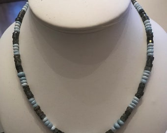 Blue opal and labradorite necklace