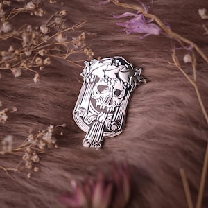 VEILED DEATH - Memento Mori - Hard enamel pin, with skull, butterfly clutch, occult, metal, gothic, dark, goth, lapel pin, leather jacket