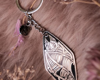 BATCAVE - Gothic Bat Motel Keychain: Hard Enamel Goth Accessories - witchy gift for bat lovers