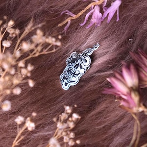 Limited Edition: Skull & Snake hard enamel pin, butterfly clutch, memento mori, death, gothic, dark, goth, lapel pin, leather jacket patches