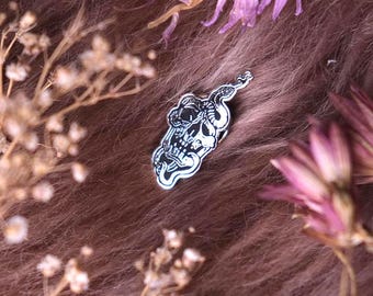 Skull & Snake Enamel Pin: Limited Edition Goth Lapel Pin