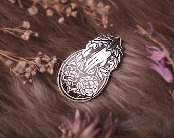 Grave Flowers Enamel Pin: Memento Mori Gothic Lapel Pin - victorian mourning jewelry art