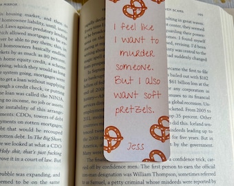 New Girl Inspired Bookmark, Jess Pretzels Quote Gift, Funny TV Show Bookmark, Fan Gift for New Girl Fan, Bookish Gift for Her