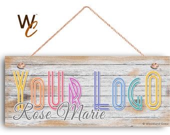 Company Sign, Place Your Logo on Sign, Personalized 6"x14" Sign, Promote Business or Boutique, Rustic Wood Style 3, Signs by Woodland Crew