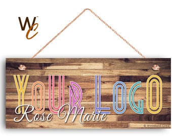 Company Sign, Place Your Logo on Sign, Personalized 6"x14" Sign, Promote Business or Boutique, Rustic Darker Wood Style 4,