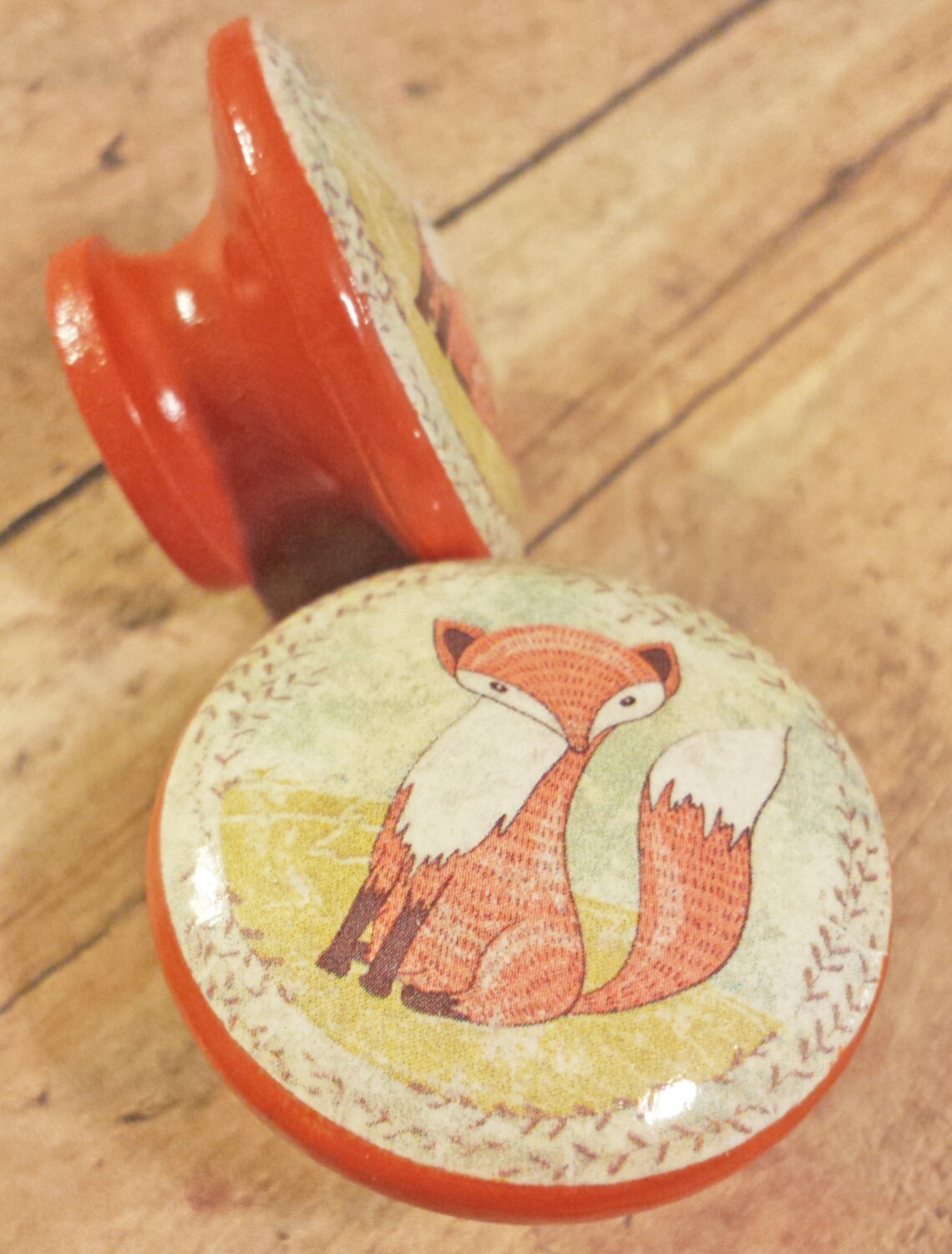 Fox Knob Drawer Pulls Nursery Wood Dresser Knobs Woodland Etsy