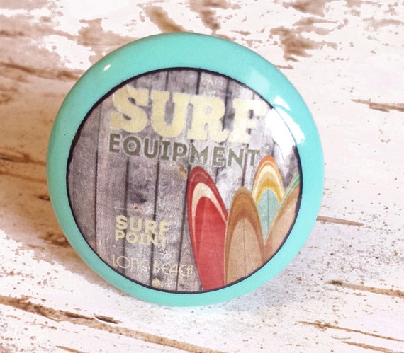 1.5/" Beach Drawer Pulls 4 Handmade SURF Knobs Surfing Boards Retro Style