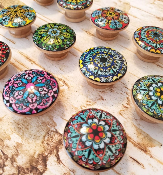 Mandala Knobs Choose Style By Number Round Drawer Pulls Etsy