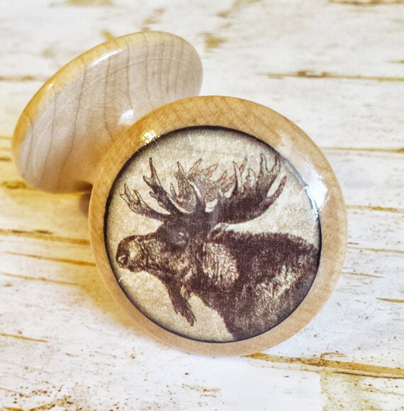 Handmade Moose Birch Knobs Drawer Pulls 1 5 Wildlife Etsy