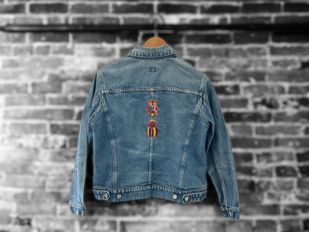 Hand-embroidered Beaded Jacket With Unique Bug Design - Upcycled ...