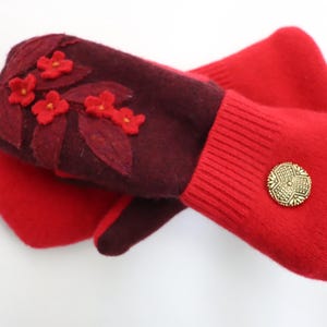 MOYEN, Moufles en laine, Fleurs, Jardin, Plantes, Bouquet
