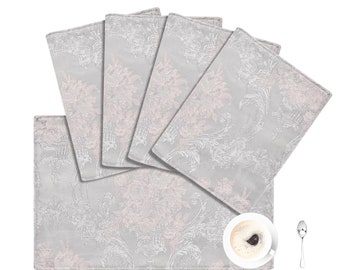 Oslo Placemats - Jacquard Table Mats for Table Decoration- 12x18" Light Gray Placemats Set of 4