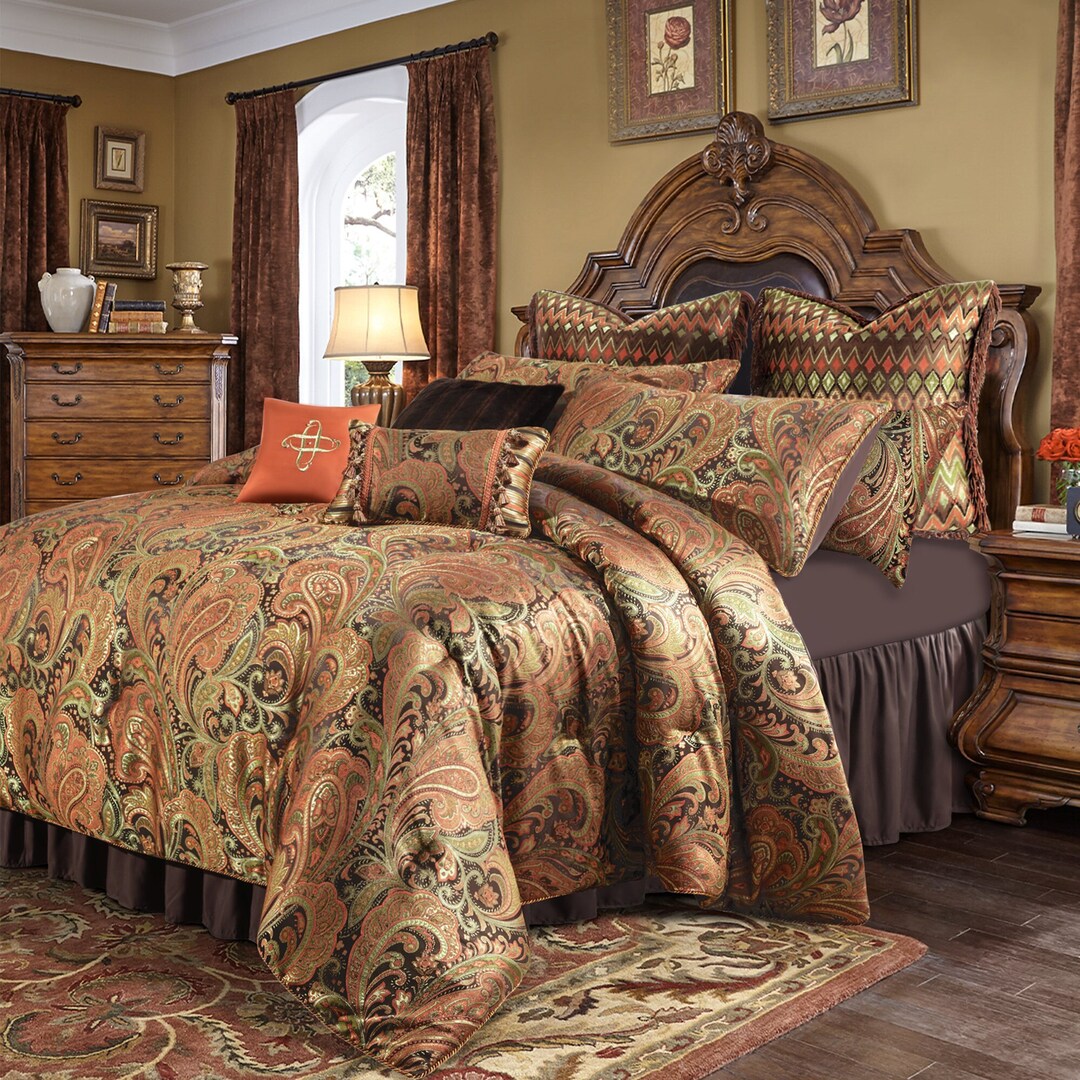 Twilight Comforter Set 9 Pcs Paisley Jacquard Bedding Set Bed in a Bag