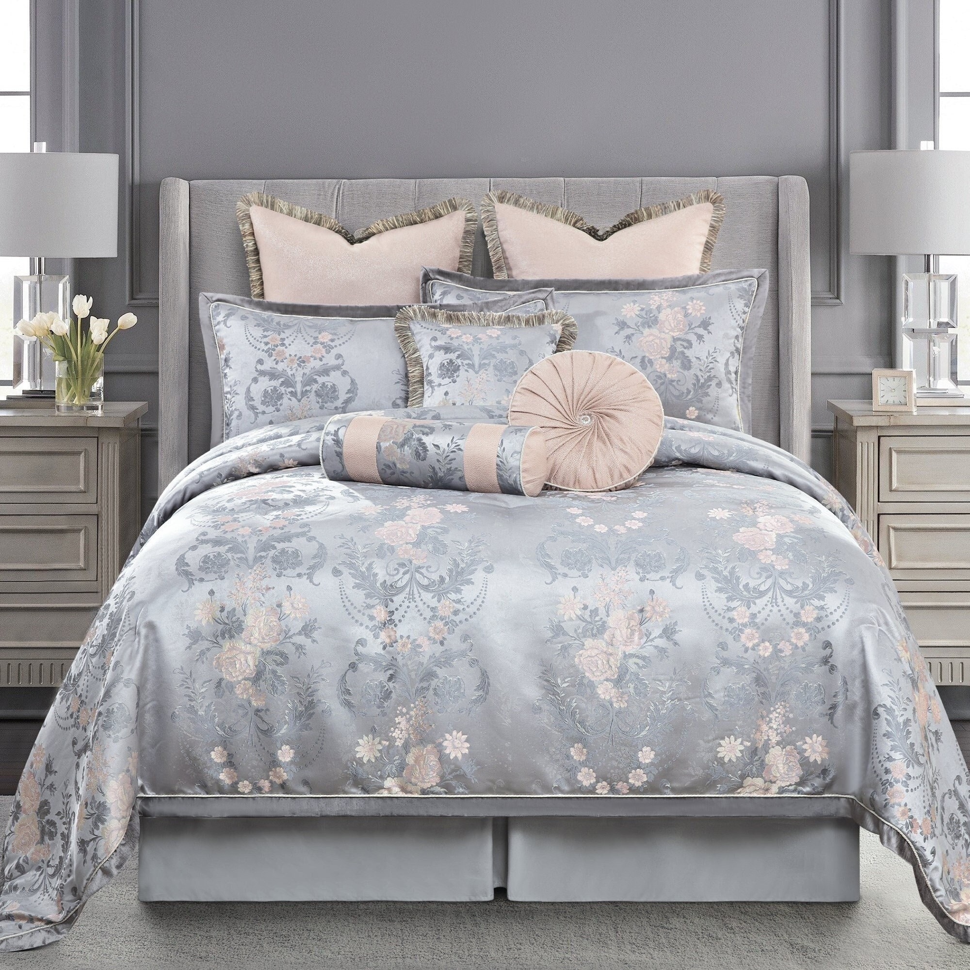 Gray and Blue Comforter Set Etsy