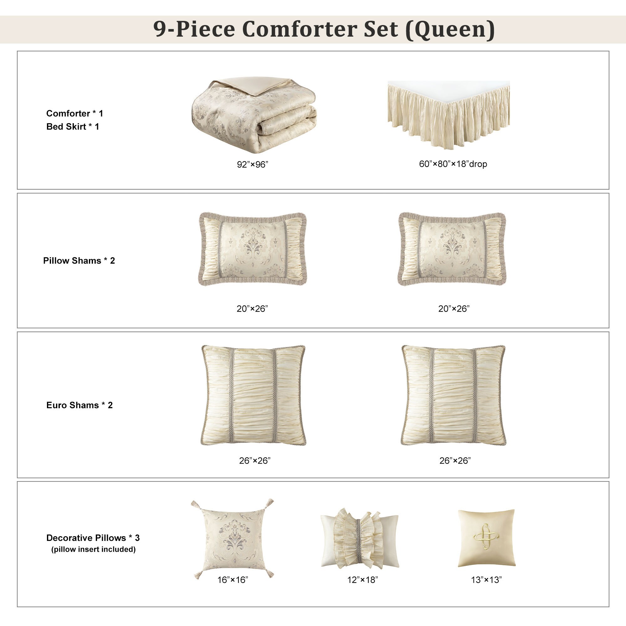 Loom & Mill 9-Piece Jacquard Comforter Set, Luxury Classic