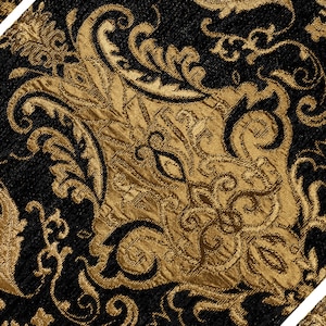 Black Florence Placemats - Luxury Damask Table Mats for Halloween Table Decoration- 12x18" Black Placemats Set of 4/6