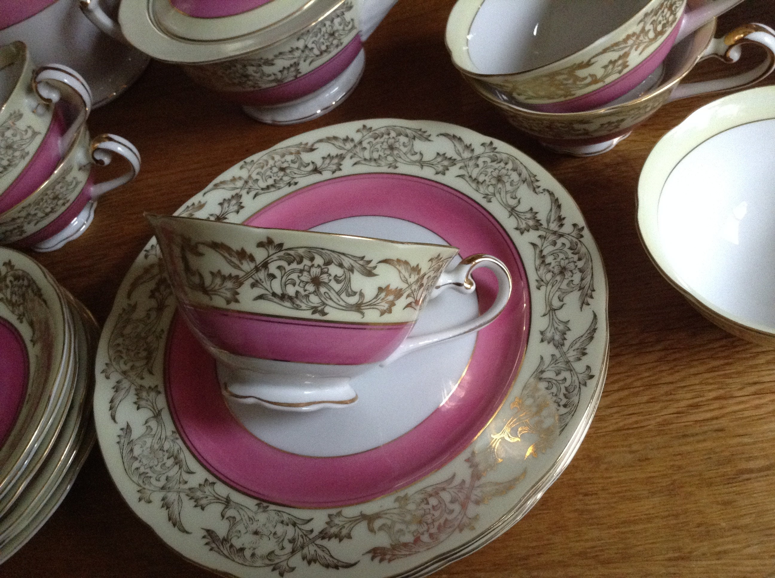 Tokyo China Japanese Teaset Complete pink and cream with gilded gold design